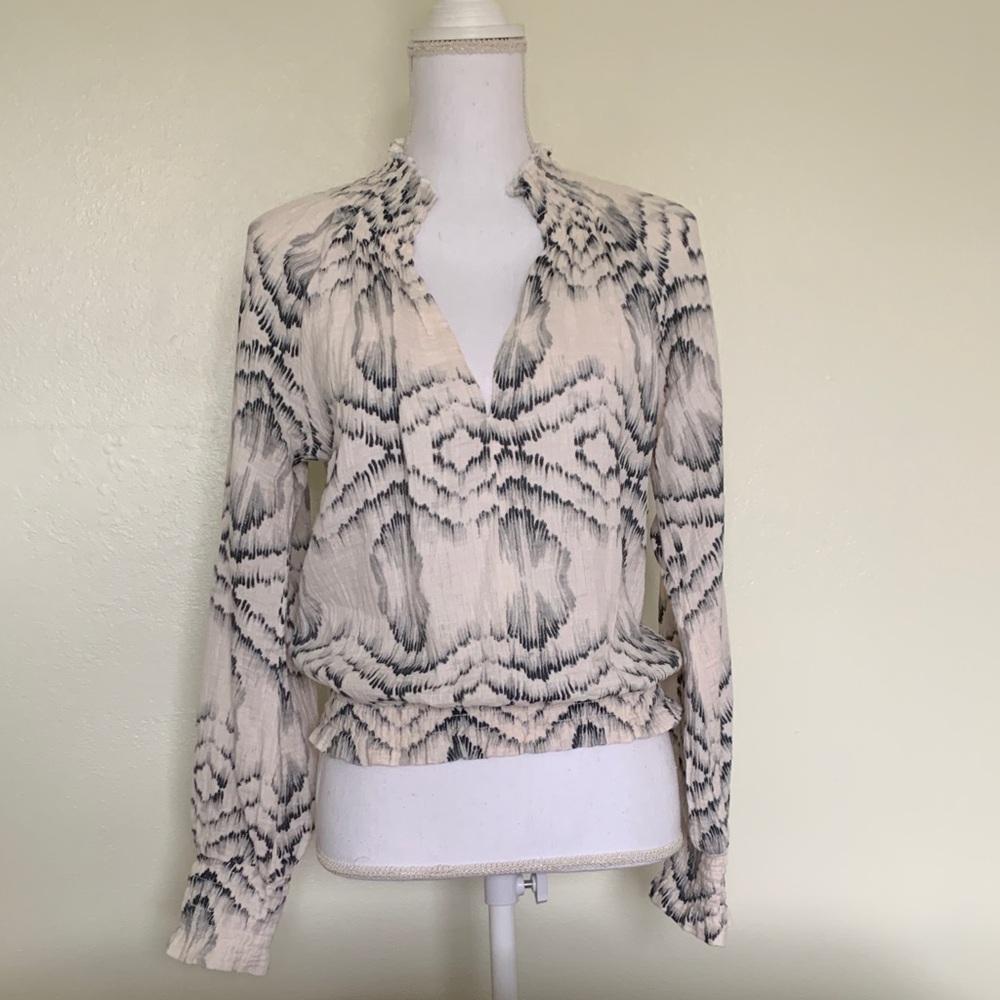Anthropologie Cream and Black Ines Blouse